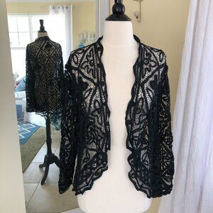 Soulmates Black Lace Open Front Tunic Top Size 2X
